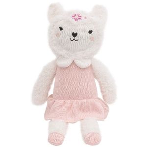 Cuddle Me: Lolly The Llama 12 in. Tall White and Pink Knit Plush Stuffed Animal